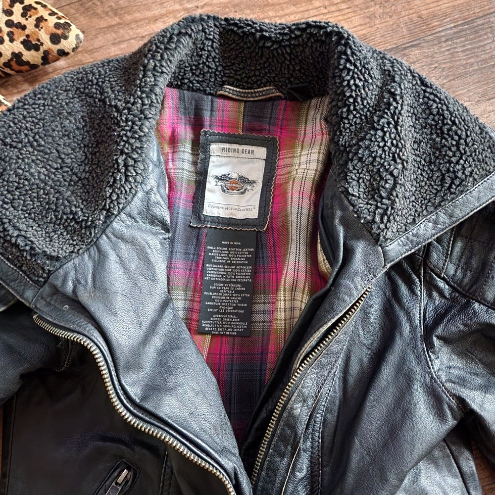 ✨️ GOATSKIN DISTRESSED LEATHER HARLEY DAVIDSON JACKET WOMEN'S XS       ☆